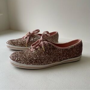 Keds X Kate Spade rose gold glitter sneakers size 7.5